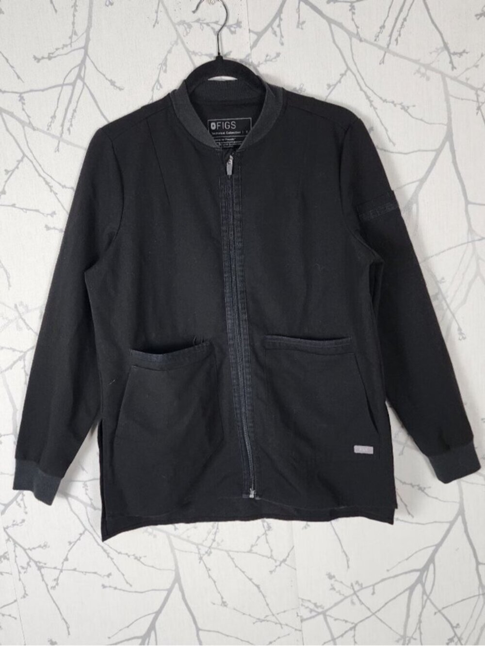 Figs Technical Collection Black Full Zip Scrub Jacket